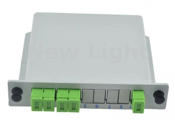 FTTH সিস্টেমের জন্য ধূসর SC APC 1x4 PLC স্প্লিটার বক্স প্ল্যানার ওয়েভগাইড টাইপ
