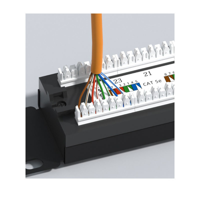 ধাতু RJ45 ইথারনেট প্যাচ প্যানেল ক্যাবল ম্যানেজমেন্ট 1U উচ্চতা Shielded সামঞ্জস্যের জন্য