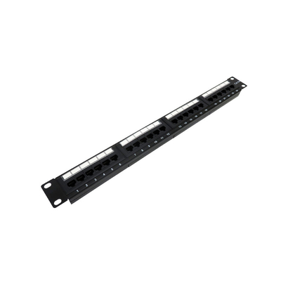 কালো 1U নেটওয়ার্ক প্যাচ প্যানেল Cat5e/Cat6/Cat6a/Cat7 সামঞ্জস্যের জন্য RoHS/UL/CE সার্টিফাইড
