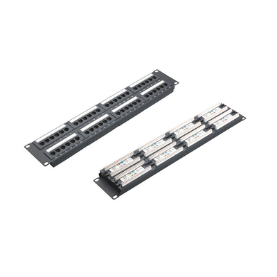 র্যাক মাউন্টযোগ্য RJ45 ইথারনেট প্যাচ প্যানেল শেল্ডিং এবং তারের ব্যবস্থাপনা সহ
